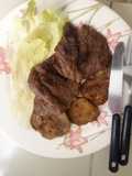 Carne semifrita con rodajas de Berenjena