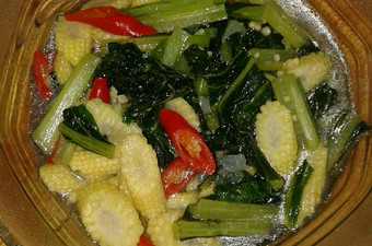 Resep Tumis Sahija(sawi hijau+jagung) simple no Msg Anti Gagal