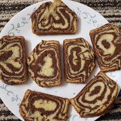 A picture of Vanilla chocolate marble cake.