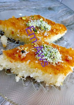 صورة لوصفة البسبوسة بجوز الهند 👌😋