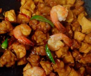 Resep mudah Oseng tahu tempe udang Mantul Banget