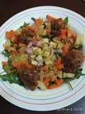 Ensalada templada de boniato y jamón York