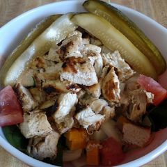 A picture of Smoked Whiskey Pickle Grilled Chicken Salad.