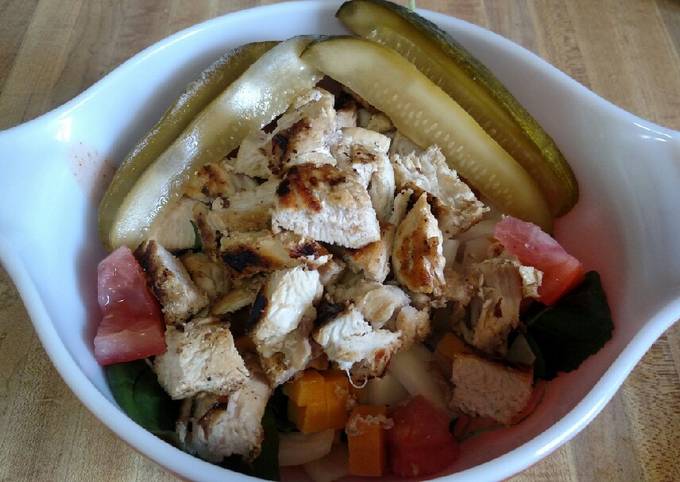 Smoked Whiskey Pickle Grilled Chicken Salad