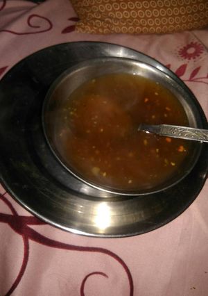 A picture of Hot and sour soup.