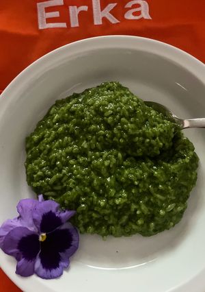 Spenótos sajtos rizs recept fotója