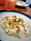 Tagliatelle de calabaza a lo alfredo con pollo