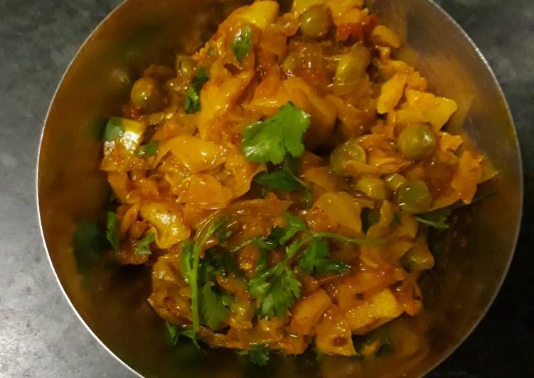 Easy Cheap Dinner Patta gobhi with matar