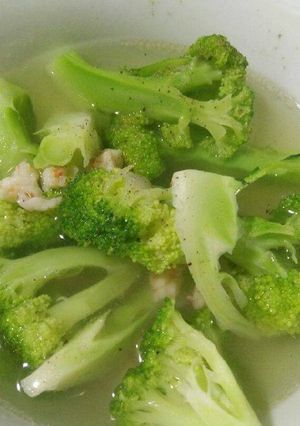 Hình của món Bông cải nấu canh tôm.