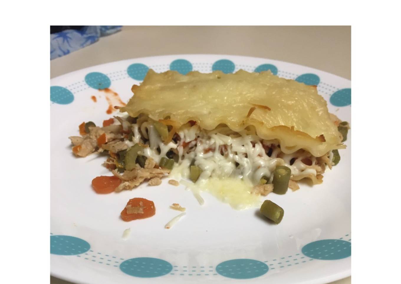 Lasagna de pollo y vegetales