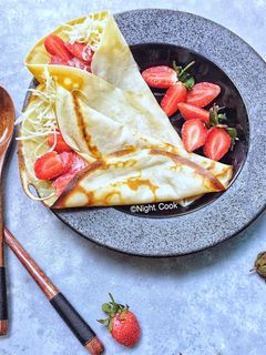 Foto resep Crepes Teflon Strawberry 75th Merah Putih 🇮🇩🍓
