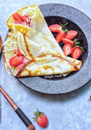 Foto resep Crepes Teflon Strawberry 75th Merah Putih 🇮🇩🍓
