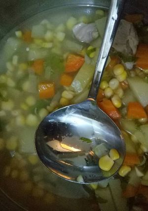Foto resep Mpasi 7+ bubur gungnamel(jagung kentang ayam wortel haha maksa)