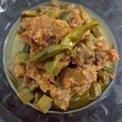 Mutton lady finger😋 A picture of Mutton lady finger😋.