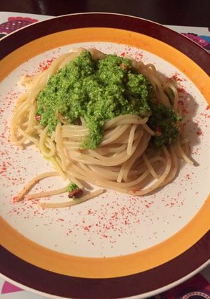 Una foto de Spaghetti al pesto genovés