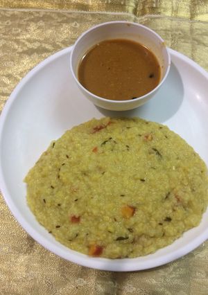 A picture of Moong Dal Lapsi Pongal.