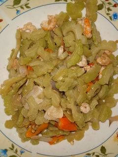Foto resep Oseng pare udang pedas