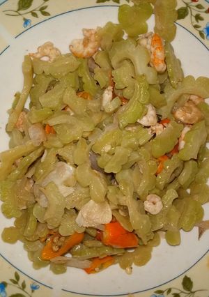 Foto resep Oseng pare udang pedas