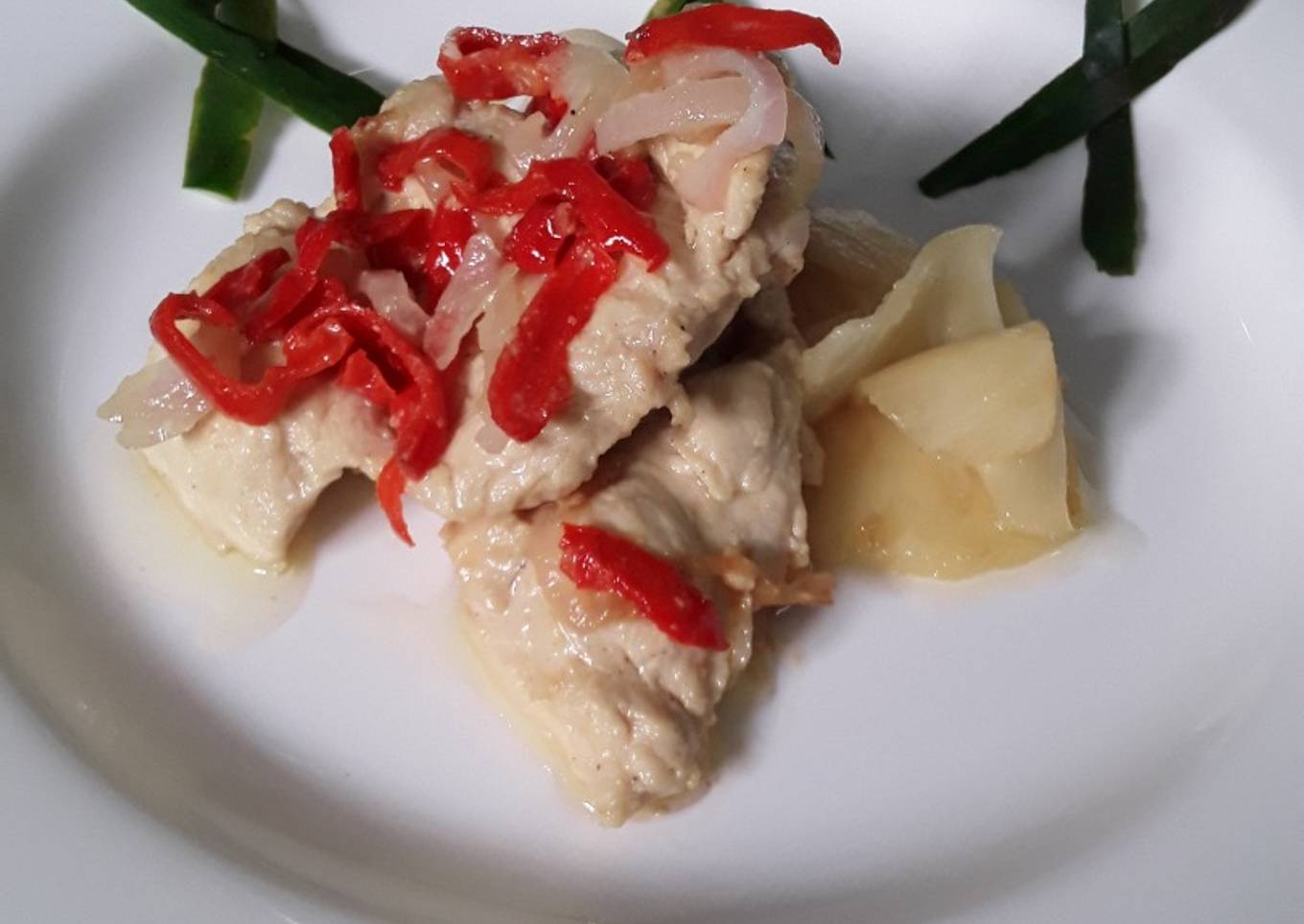 Pechuga de pollo a la tropical con base de piña glaseada👌