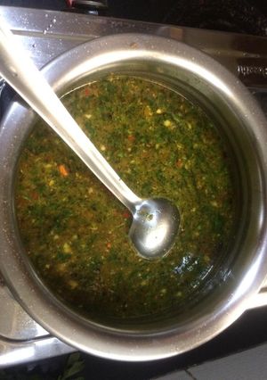 A picture of Pepper garlic rasam.