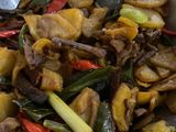 Kentang sambal kaki jamur vegetarian