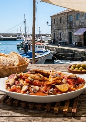 Una foto de Calamares con Tomate y Caballa