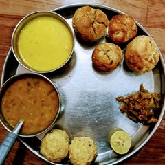 A picture of Daal Baati Churma (Rajasthani Thali).