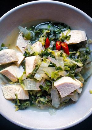 Foto resep Oseng sawi tahu