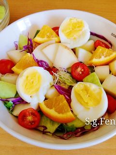 油醋蔬果蛋沙拉 的食譜成品照片