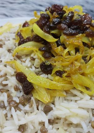 عکسی از دستور عدس پلو کشمش