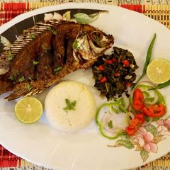 A picture of Stuffed green masala fried fish#+3ingredientschallenge.