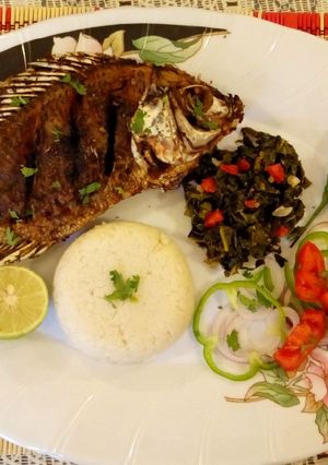 A picture of Stuffed green masala fried fish#+3ingredientschallenge.
