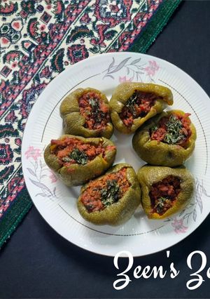 A picture of Oven cooked Bharwan Shimla Mirch with Lamb Mince.