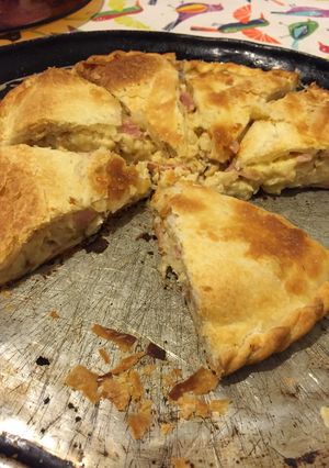 Una foto de Tarta de coliflor y jamón