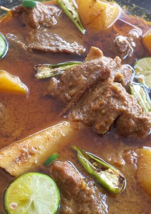 A picture of Mutton Aloo gosht.
