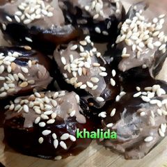 Chocolate ice cream stuffed dates A picture of Chocolate ice cream stuffed dates.