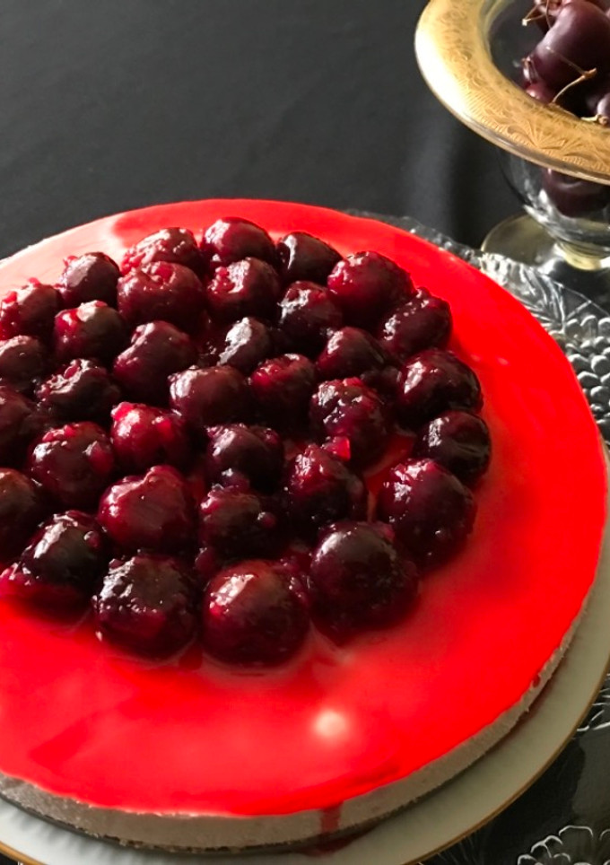 Una foto de Cheesecake de Cerezas Sin Horno