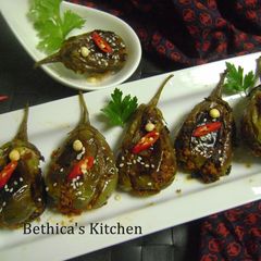 A picture of Ramadan Special - Raw Mango Stuffed Baby Eggplants.