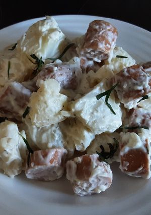 A picture of Sig's simple leftover potato salad.