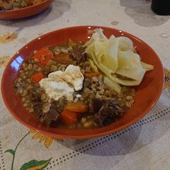 A picture of Ox Cheek and Vegetable Soup.