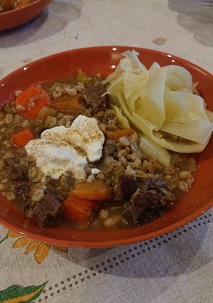 A picture of Ox Cheek and Vegetable Soup.