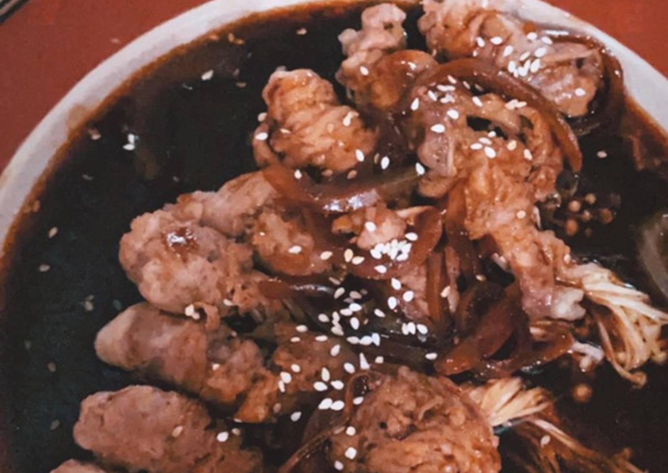 Beef enoki saus teriyaki ala nona Mele