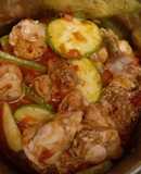 Pollo con ayote tierno en salsa de tomate