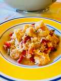 Insalata tiepida di riso basmati con gamberetti e pomodori