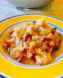 Insalata tiepida di riso basmati con gamberetti e pomodori