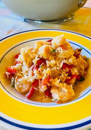 Foto di Insalata tiepida di riso basmati con gamberetti e pomodori