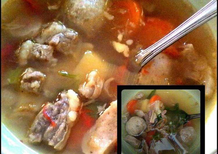 Cara Gampang mengolah Sop daging sapi 🐄 + baso, Enak Banget
