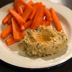 A picture of Basil hummus 🌿.