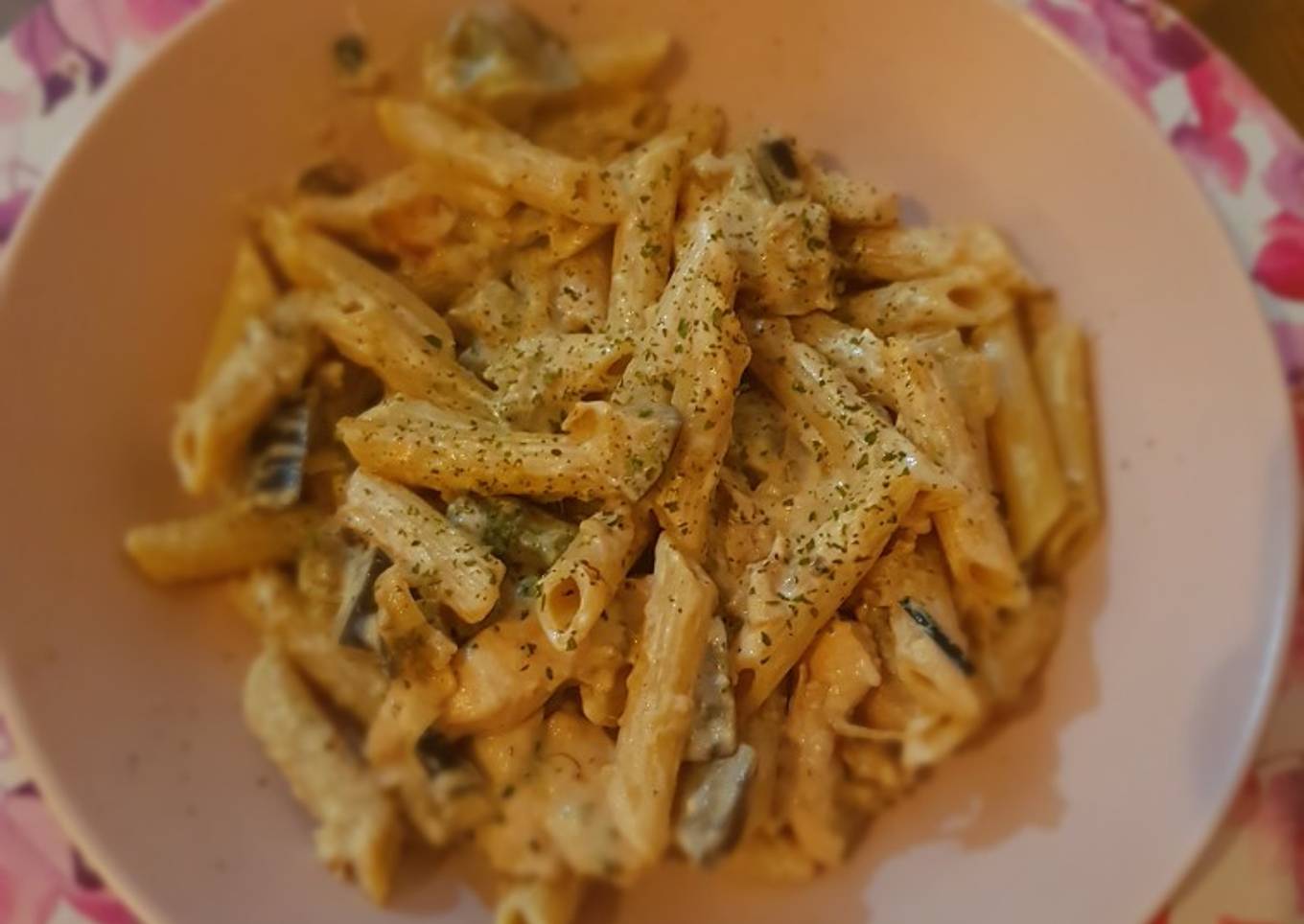 Macarrones integrales con berenjena