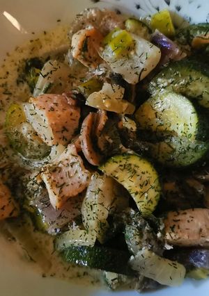 Zöldséges-kapros csirkemell recept fotója